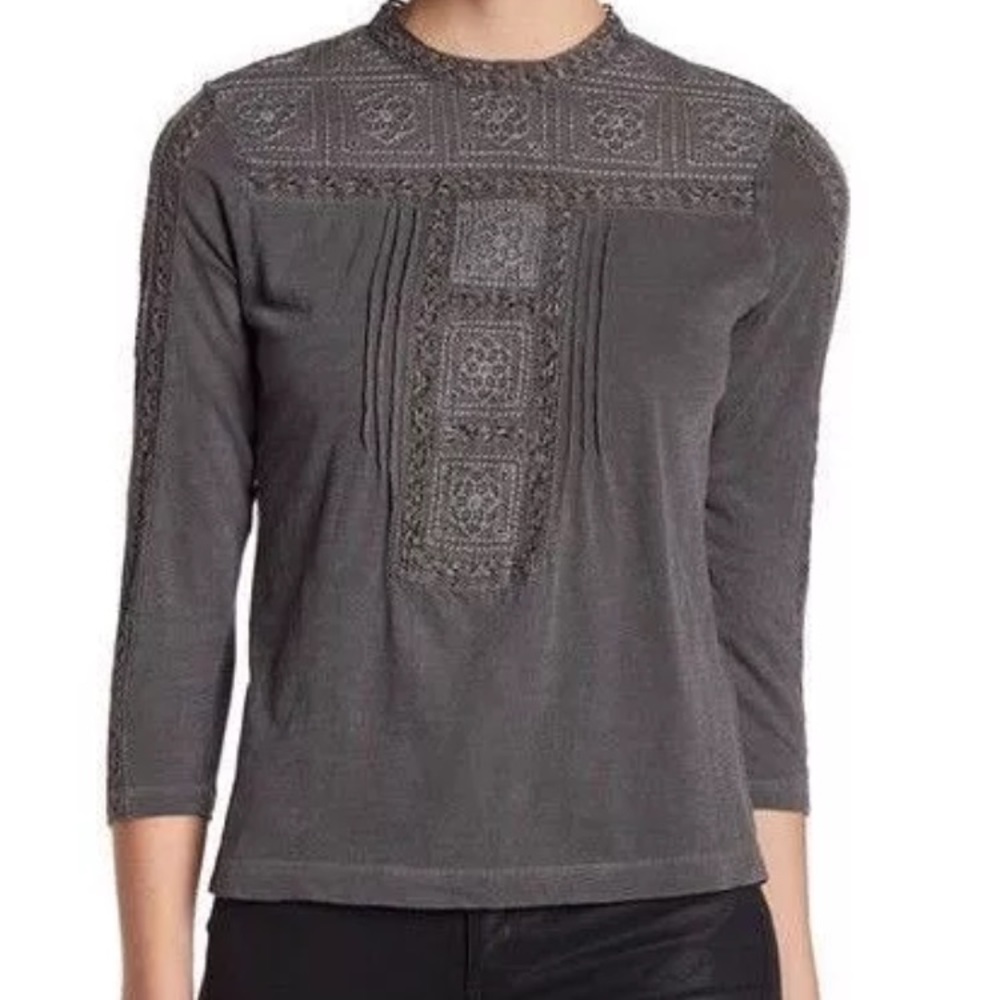 Lucky Brand Embroidered Yoke & Detail Shirt, L